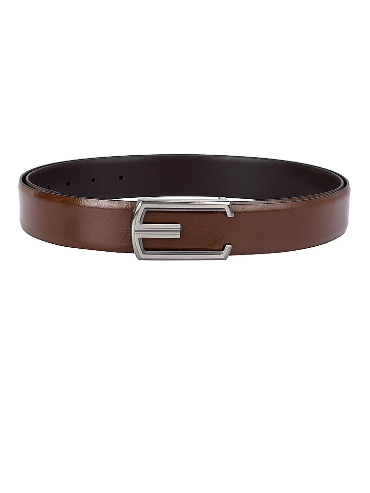 Cognac Plain Leather Formal Men's Belt